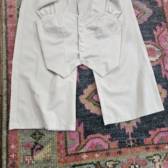 CHICME Thick Strap Button Front Slim Fit Tank Top & High Waist Wide Leg Pants - Picture 6 of 7